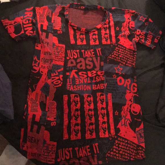 “Just Take It Easy” Red/Black T-shirt - Picture 2 of 4